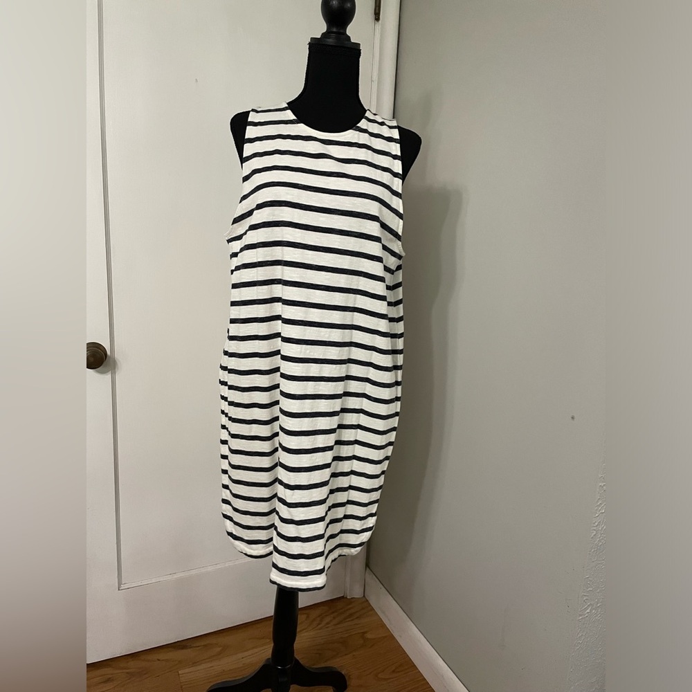 Gap white and navy jersey tank dress